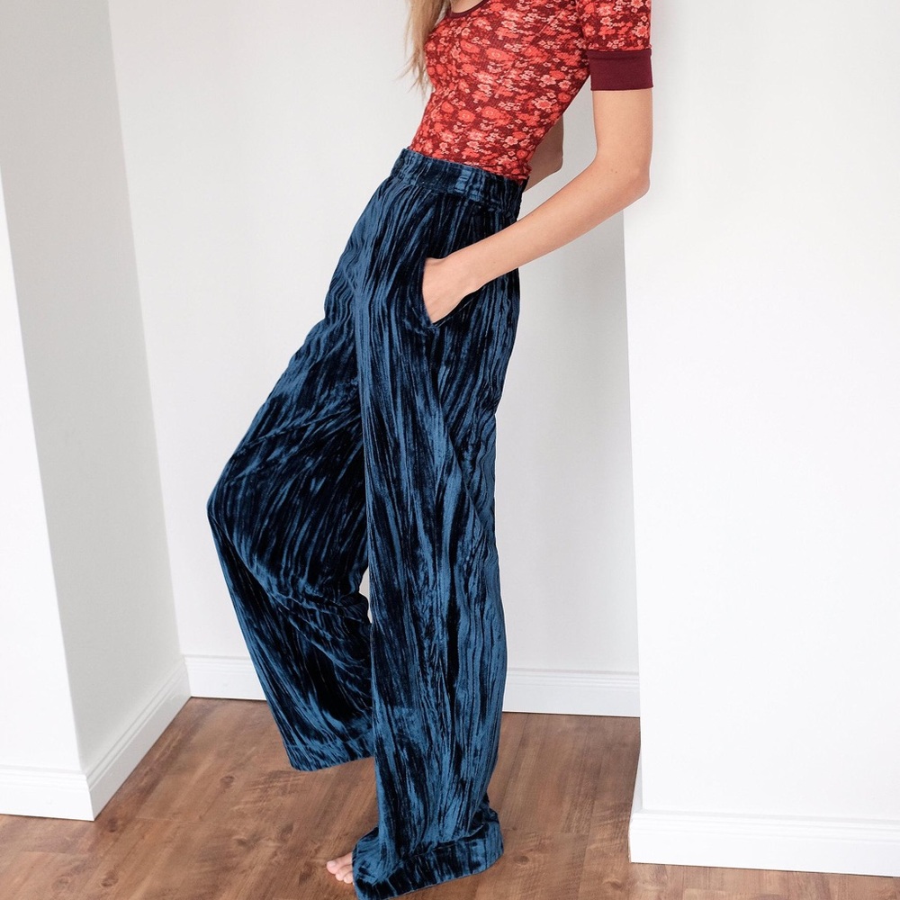 Free People blue velvet pants